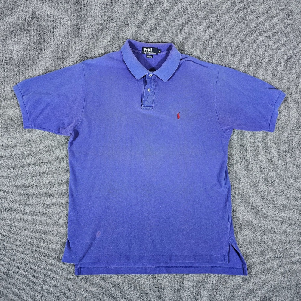 Polo Ralph Lauren Purple Polo Shirt Mens XL Red Pony Logo‎ Cotton Casual Flaw